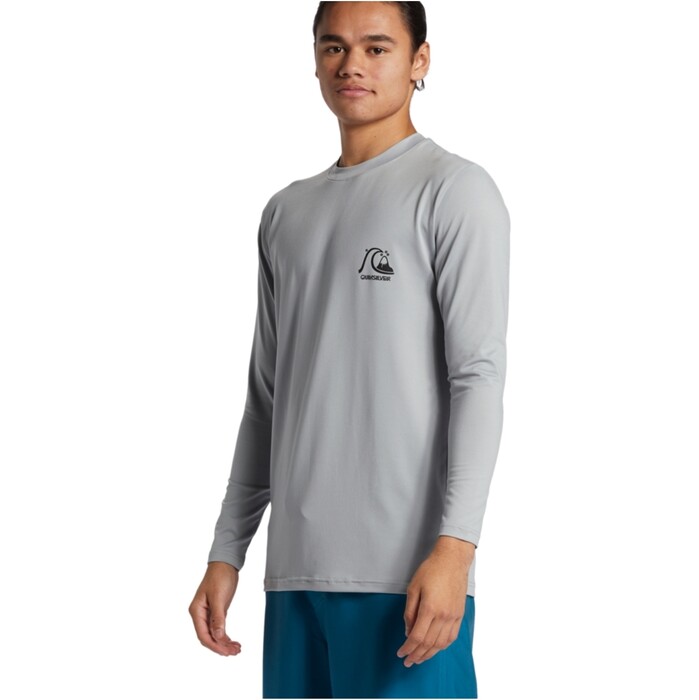 2024 Quiksilver Mens DNA Bubble Logo Long Sleeve Surf Tee AQYWR03189 - Quarry